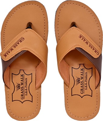 GRASS WALK Men Flip Flops(Tan 6)