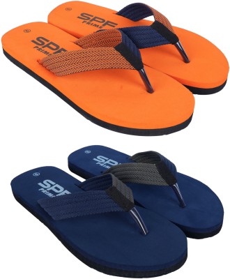 SPF Men Slippers(Blue, Orange , 10)