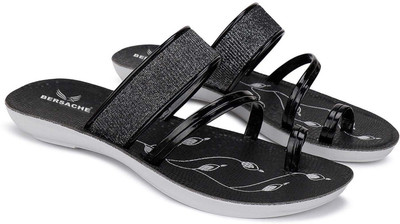 BERSACHE Women Slippers(Black , 5)