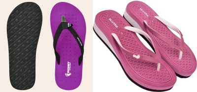 NISTHA Women Flip Flops(Purple, Pink , 5)