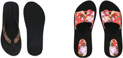 BOOMBEAUTY Women Flip Flops(Multicolor , 6)