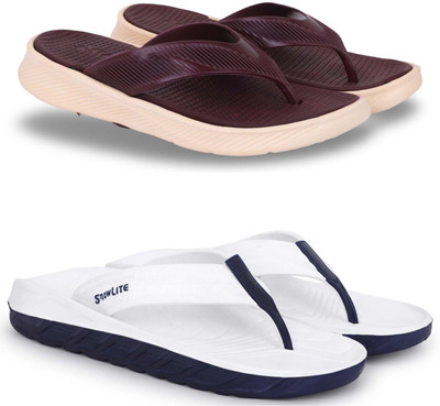 Kapani Fashion Men Slippers(Maroon, White , 8)