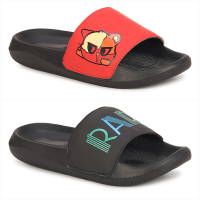 Foot Print Men Slides(Multicolor , 9)