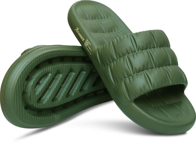 ATHREE Men Daily use Slippers for Gents Lightweight Cushioned Slides Chappal puff Slipper Slides(Olive , 7)