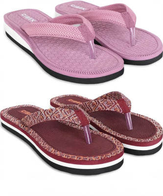 CIBEK Women Doctor step with cibek comfortable extra soft daily wear slipper pack of 2 Flip Flops(Multicolor , 6)