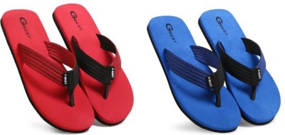 G Best Men Flip Flops(Red, Blue , 8)