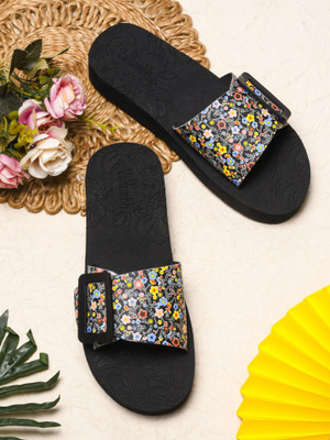 Rasambh Women Rasambh Women Comfortable Stylish and Trending Colorful Printed Flip Flop slider Slides(Black , 5)