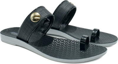 asian Women Flip Flops(Black , 6)