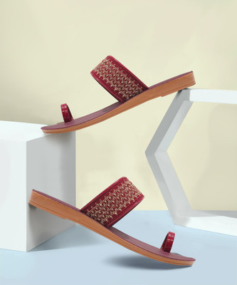 asian Women Flip Flops(Maroon , 7)