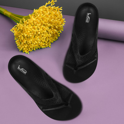 ENA Women ENA Womens Stylish Comfort Flip-Flops | Premium Material, Cushioned Footbed Slippers(Black , 5)