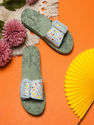 Rasambh Women Rasambh Women Comfortable Stylish and Trending Colorful Printed Flip Flop slider Slides(Green , 5)