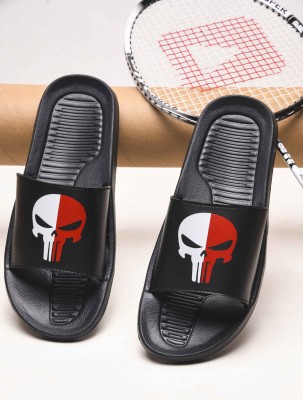 Foot Print Men Slides(Black , 9)