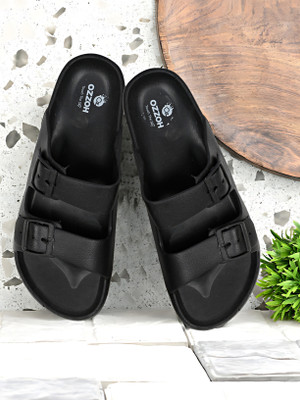 OZZOH Men Slides(Black , 10)