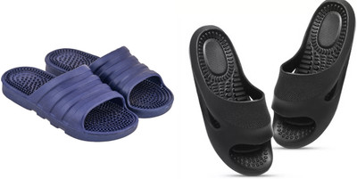 Urban Yug Men Slippers(Black, Blue , 10)