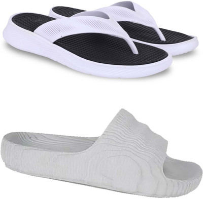 KAPYANSH Men Slippers(Black, Grey , 6)