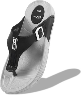 Adda Women Flip Flops(Grey, Black , 5)
