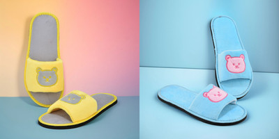 Y key Women Flip Flops(Yellow, Blue , 7)