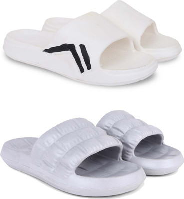 Pampy Angel Men Slippers(White, Grey , 8)