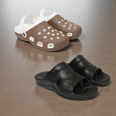 Acorn Men Slides(Brown, Black , 6)
