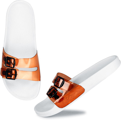 LooksFootwear Women Slides(Brown , 7)