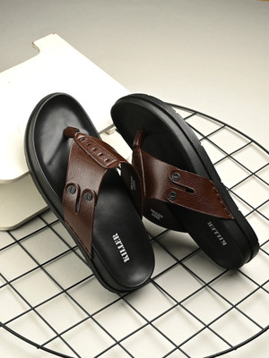 KILLER Men | Stylish Comfortable High Heal Daily Wear Casual Sandals for Gents | Slippers(Brown , 7)