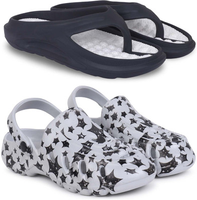 Kapani Fashion Men Slippers(Black, Grey , 10)