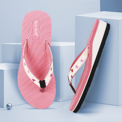 TWO SOFT Women Flip Flops(Pink , 7)