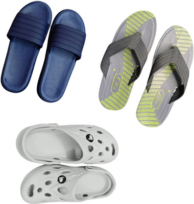 BLIBBERS Men Slippers(Blue, Grey, Off White , 9)