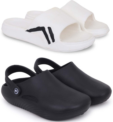Pampy Angel Men Slippers(White, Black , 10)