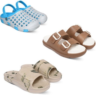 Acorn Men Slides(Blue, Tan, Beige , 7)