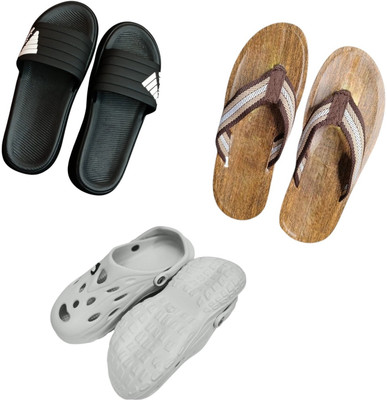 BLIBBERS Men Slippers(Black, Brown, Off White , 9)