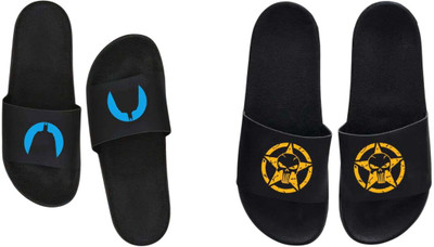 nvisan Men Slides(Blue, Yellow , 8)