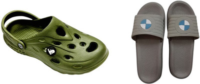 BLIBBERS Men Slides(Green, Grey , 6)