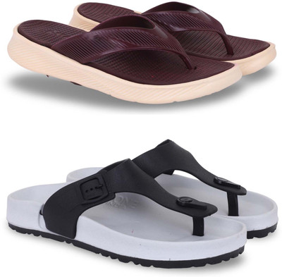 KAPYANSH Men Slippers(Maroon, Grey , 7)