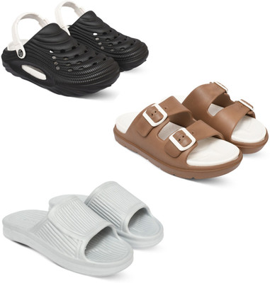 Acorn Men Slides(Black, Tan, White , 8)