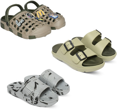 Acorn Men Slides(Brown, Beige, White , 10)