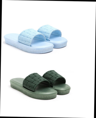 HOC Women Slippers(Blue, Green , 7)
