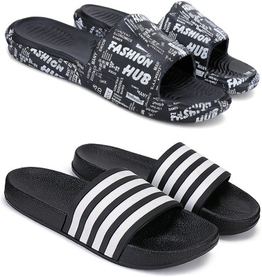 Earton Men Slides(Black , 9)