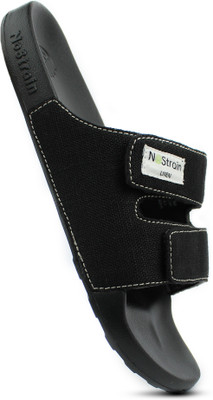 NoStrain Men Parallel Linen Sugar Slides(Black , 8)