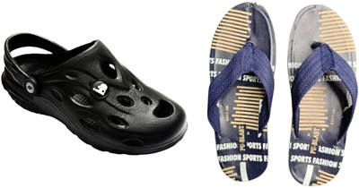 BLIBBERS Men Slippers(Black, Blue , 7)