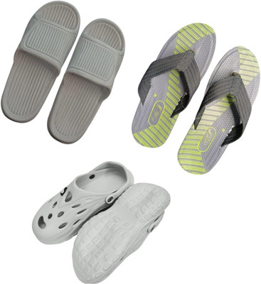 BLIBBERS Men Slippers(Grey, Grey, Off White , 8)