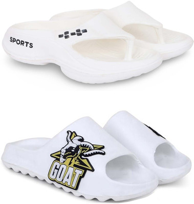 KAPYANSH Men Slippers(White, White , 8)