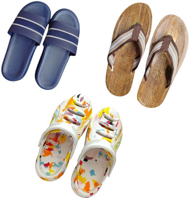BLIBBERS Men Slippers(Blue, Brown, Multicolor , 6)