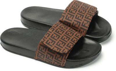 AMACLASS Men Slides(Brown , 9)