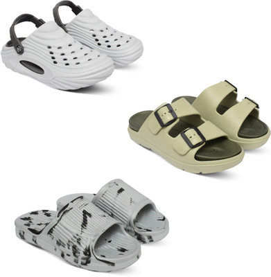 Acorn Men Slides(White, Green, Black , 9)