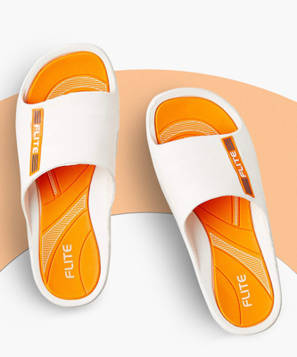 FLITE Men Slides(Orange, White , 8)