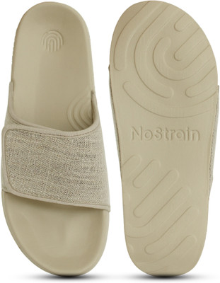 NoStrain Men Linen Sugar Slides(Beige , 6)