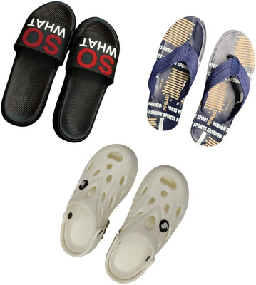 BLIBBERS Men Slippers(Black, Blue, White , 9)