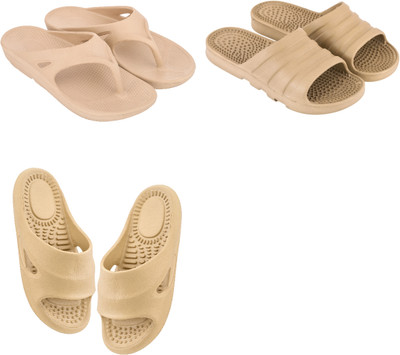 Feel alive Men Slippers(Beige , 9)