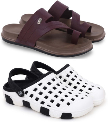 Kapani Fashion Men Slippers(Maroon, Black , 8)
